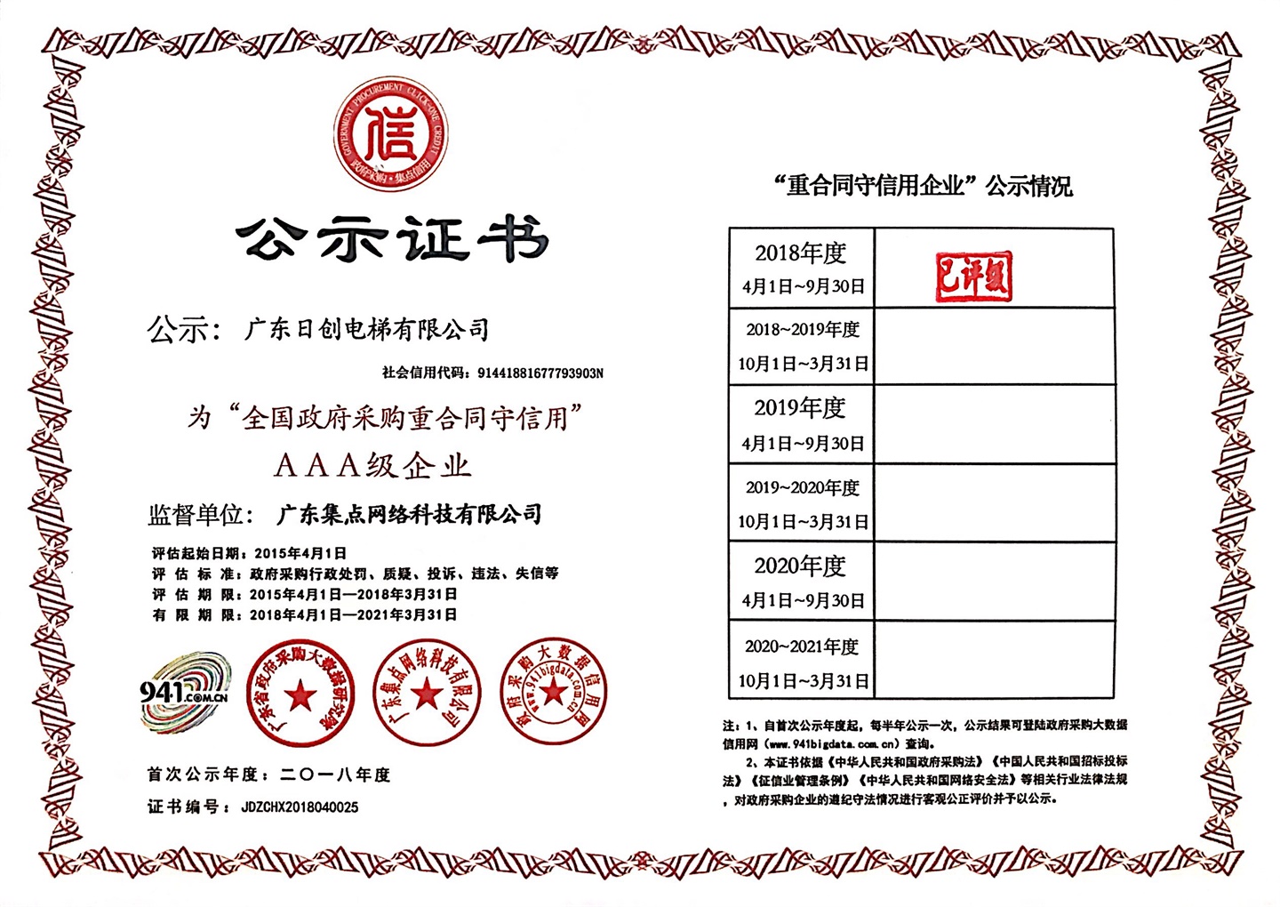 政府采購3A證書